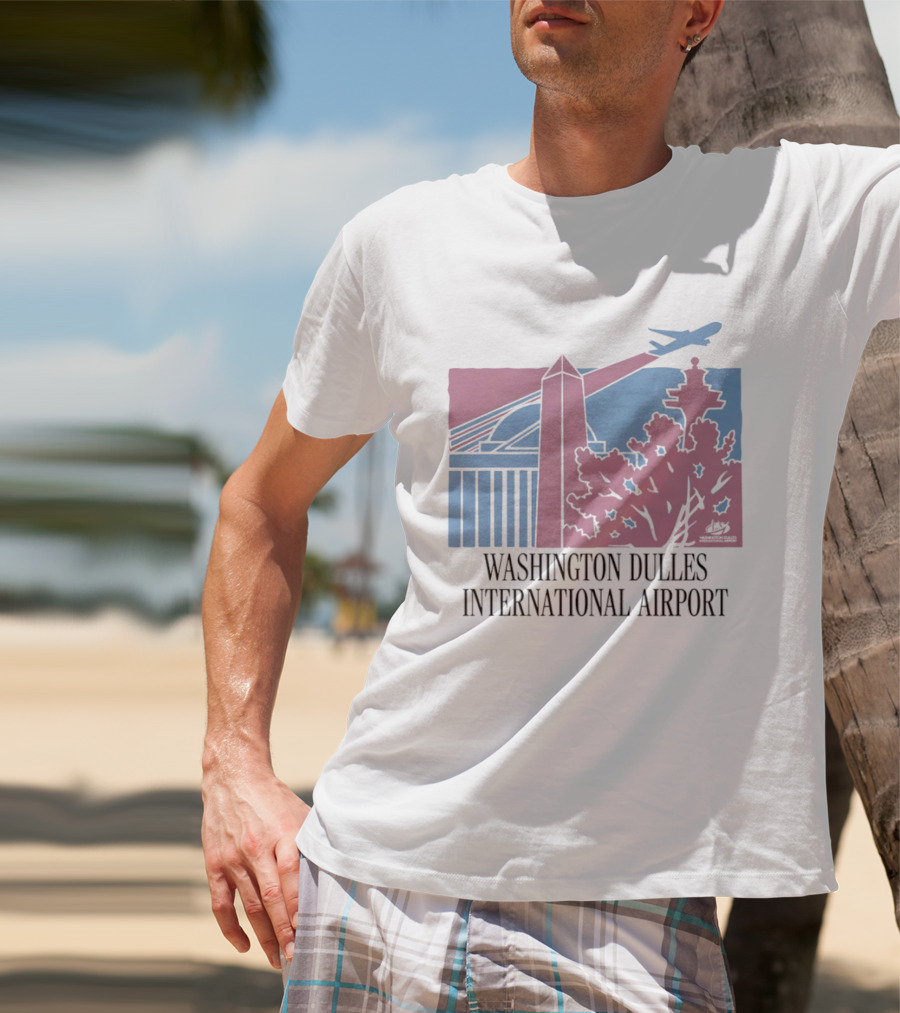 Washington Dulles International Airport Airplane And Monument Scene T-Shirt