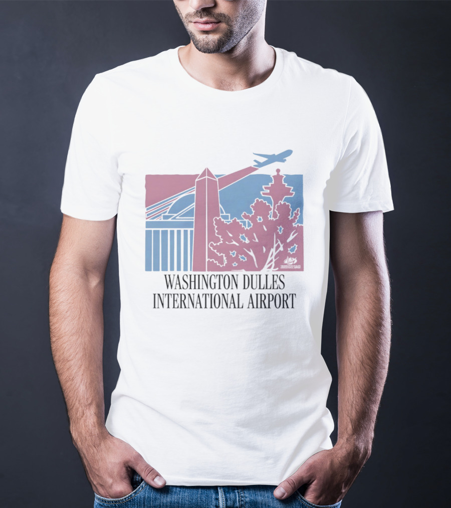 Washington Dulles International Airport Airplane And Monument Scene T-Shirt