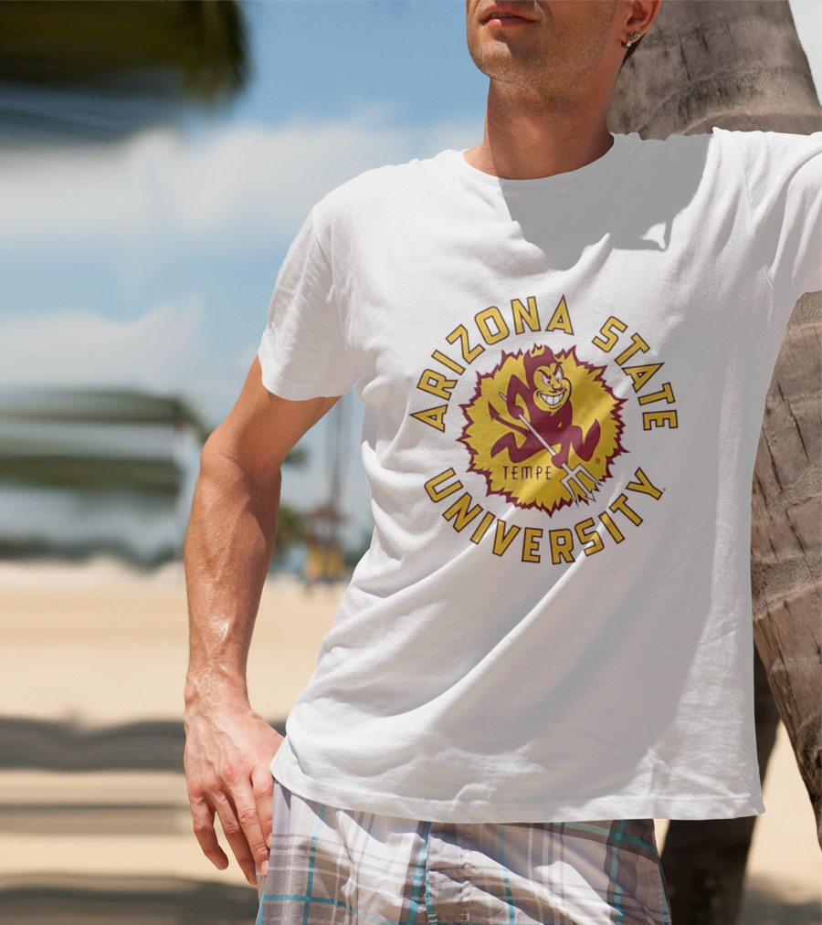 Arizona State University Sunburst Tempe Sparky Pitchfork T-Shirt