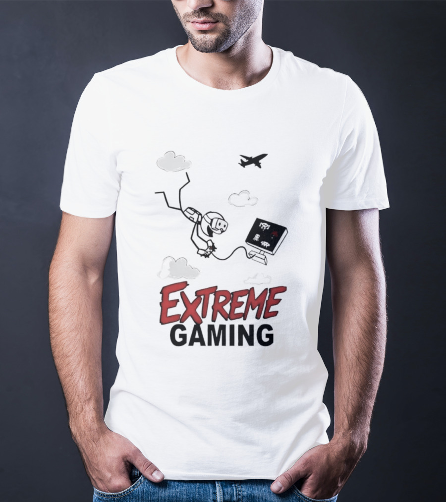 Boys Extreme Gaming Adventure Controller Clouds Plane T-Shirt