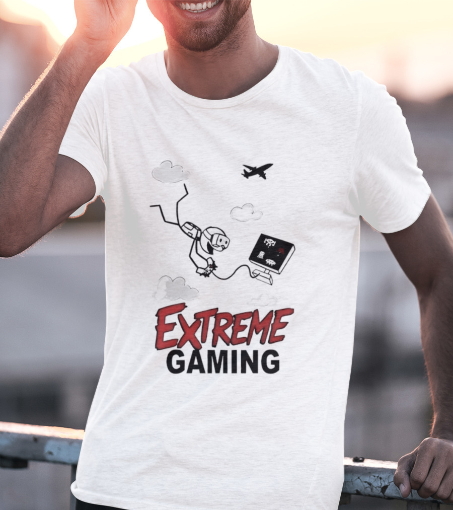 Boys Extreme Gaming Adventure Controller Clouds Plane T-Shirt