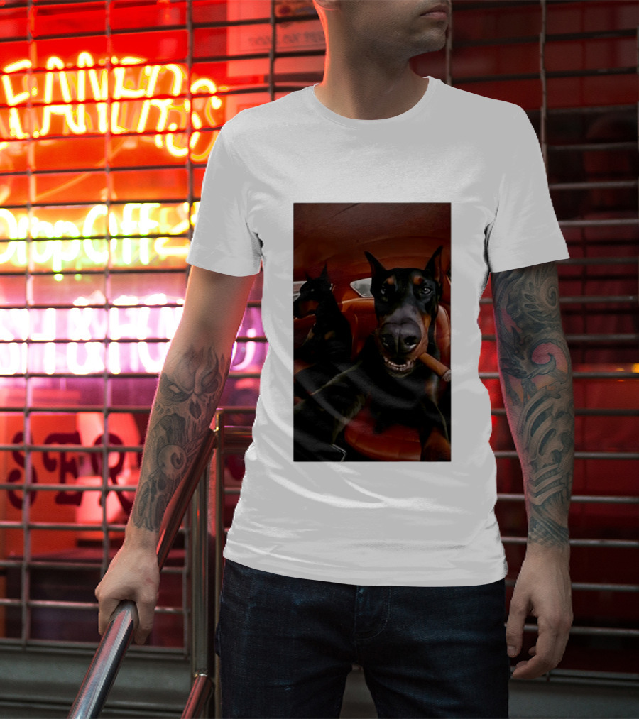 Doberman Smoking Cigar In Car Selfie T-Shirt