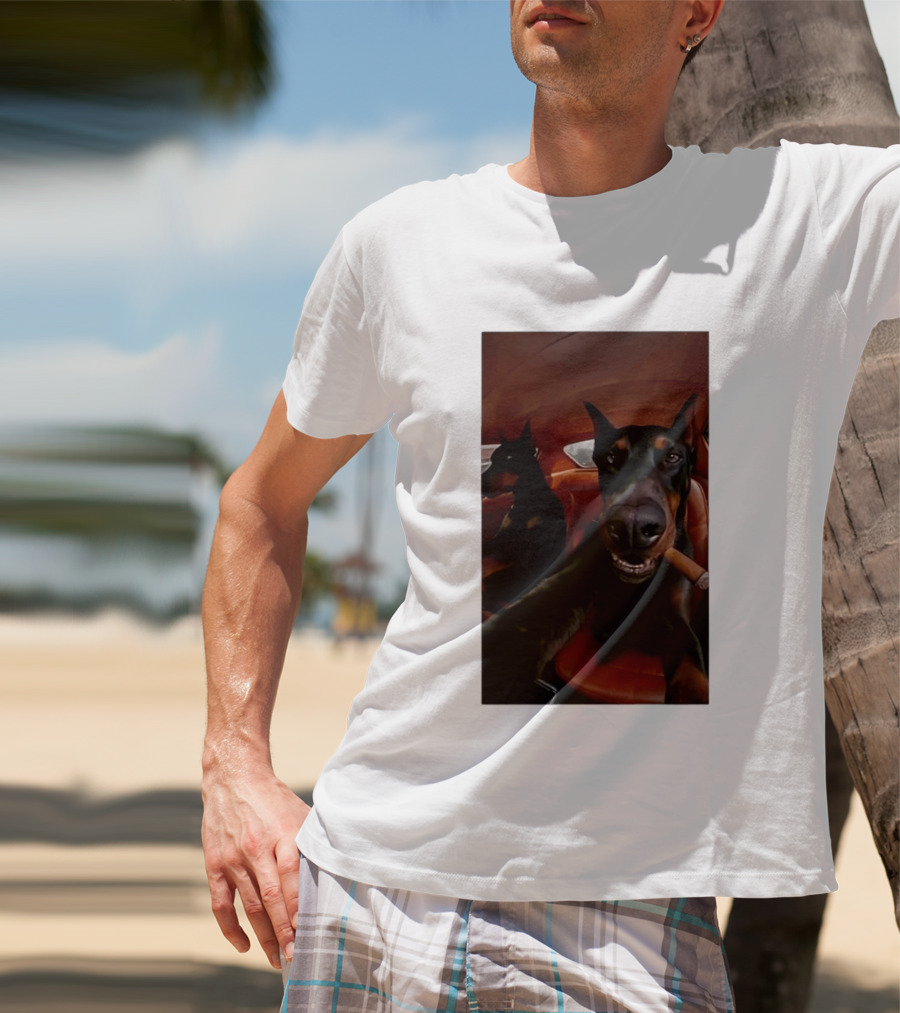 Doberman Smoking Cigar In Car Selfie T-Shirt