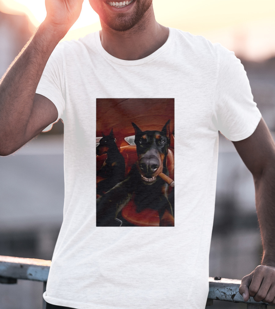 Doberman Smoking Cigar In Car Selfie T-Shirt