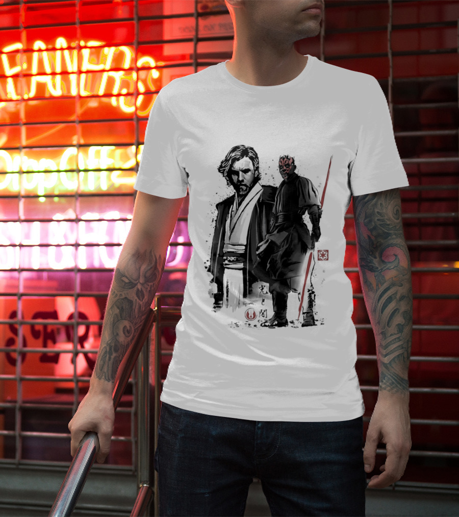 Fueled By Hatred And Revenge Obi Wan Kenobi Darth Maul Japanese Sumi E T-Shirt