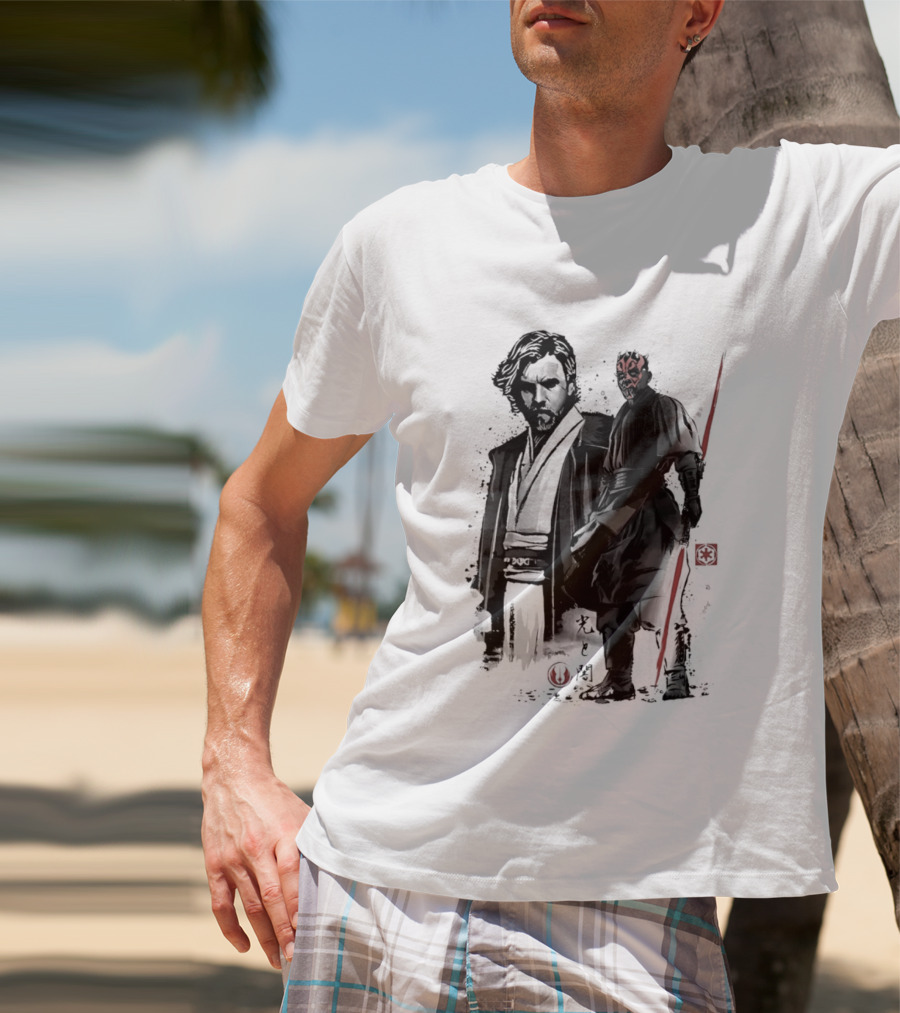 Fueled By Hatred And Revenge Obi Wan Kenobi Darth Maul Japanese Sumi E T-Shirt