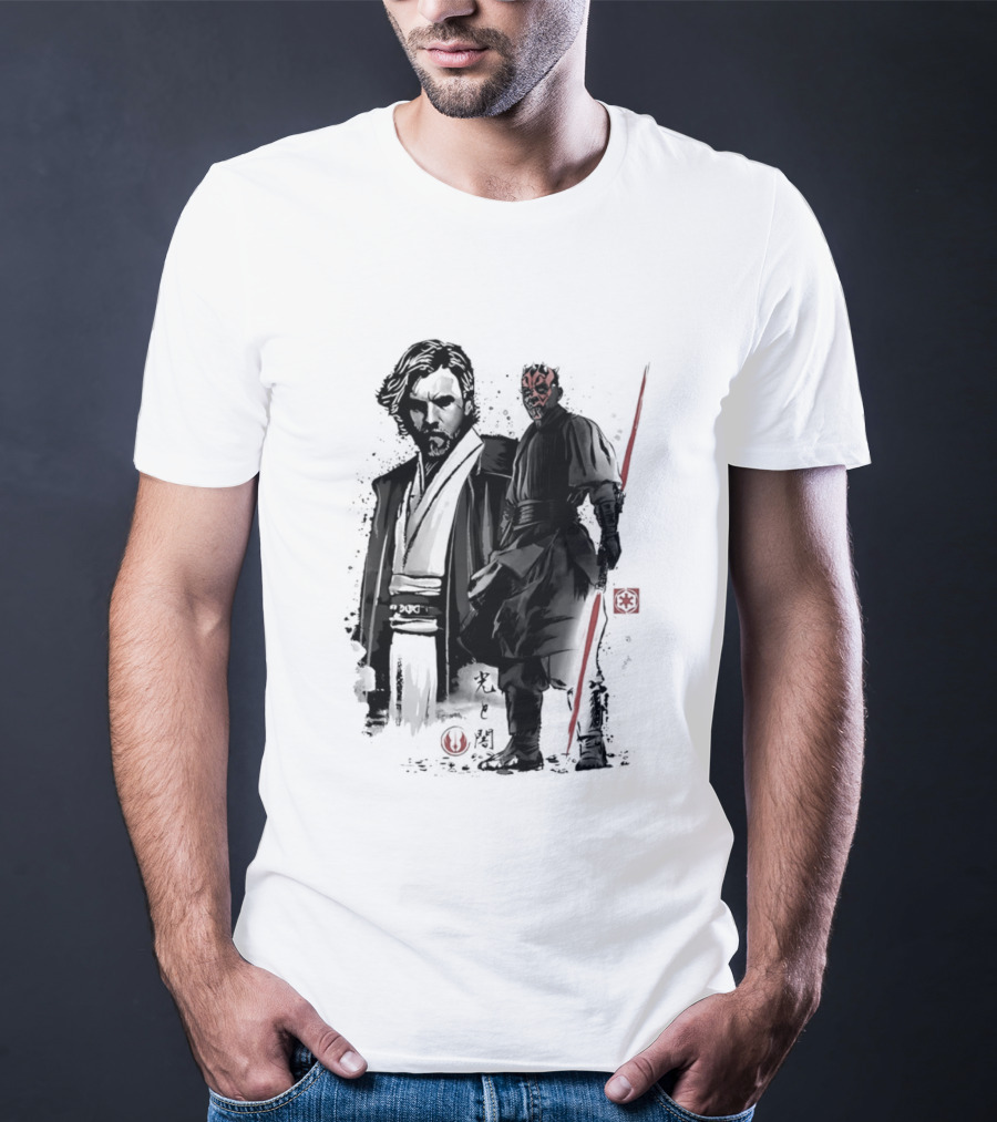 Fueled By Hatred And Revenge Obi Wan Kenobi Darth Maul Japanese Sumi E T-Shirt