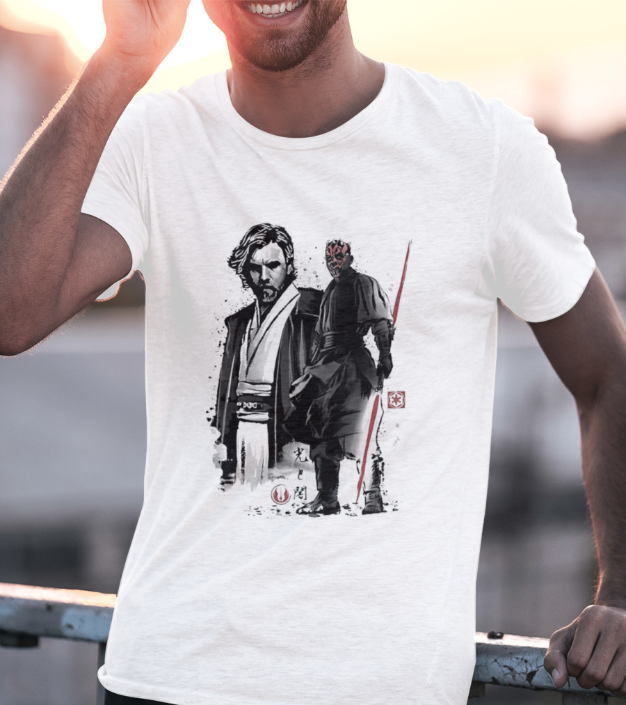 Fueled By Hatred And Revenge Obi Wan Kenobi Darth Maul Japanese Sumi E T-Shirt