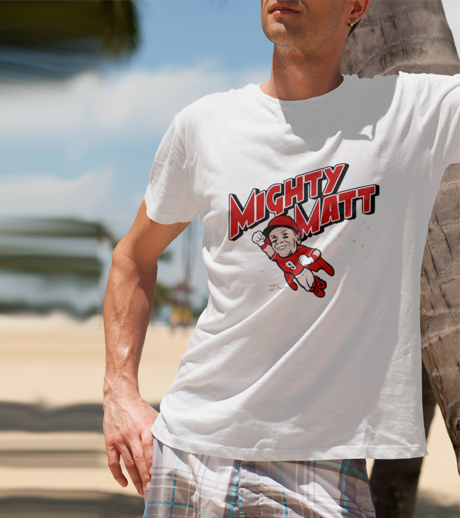 Mighty Matt McLain Cincinnati Reds Cartoon Superman T-Shirt