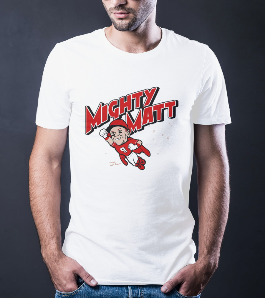 Mighty Matt McLain Cincinnati Reds Cartoon Superman T-Shirt