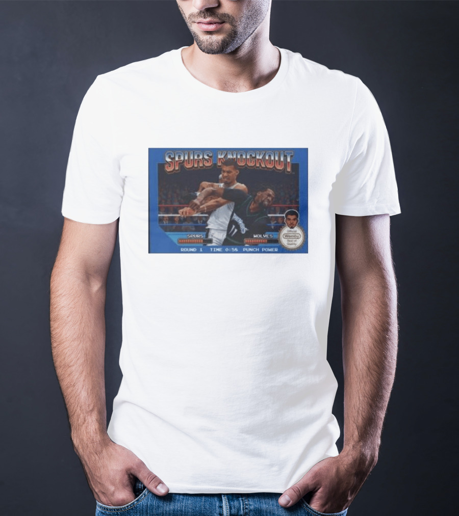 Original Spurs Knockout Official Wemby Spurs Vs Wolves Round 1 Time Punch Power T-Shirt