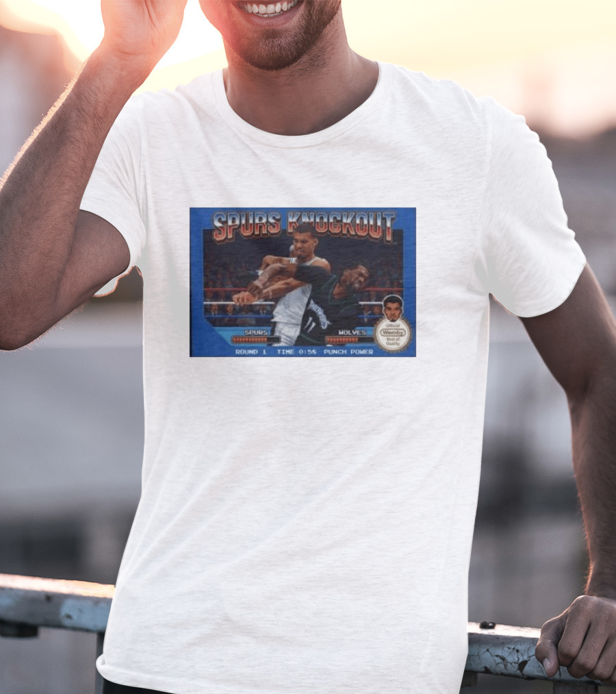 Original Spurs Knockout Official Wemby Spurs Vs Wolves Round 1 Time Punch Power T-Shirt