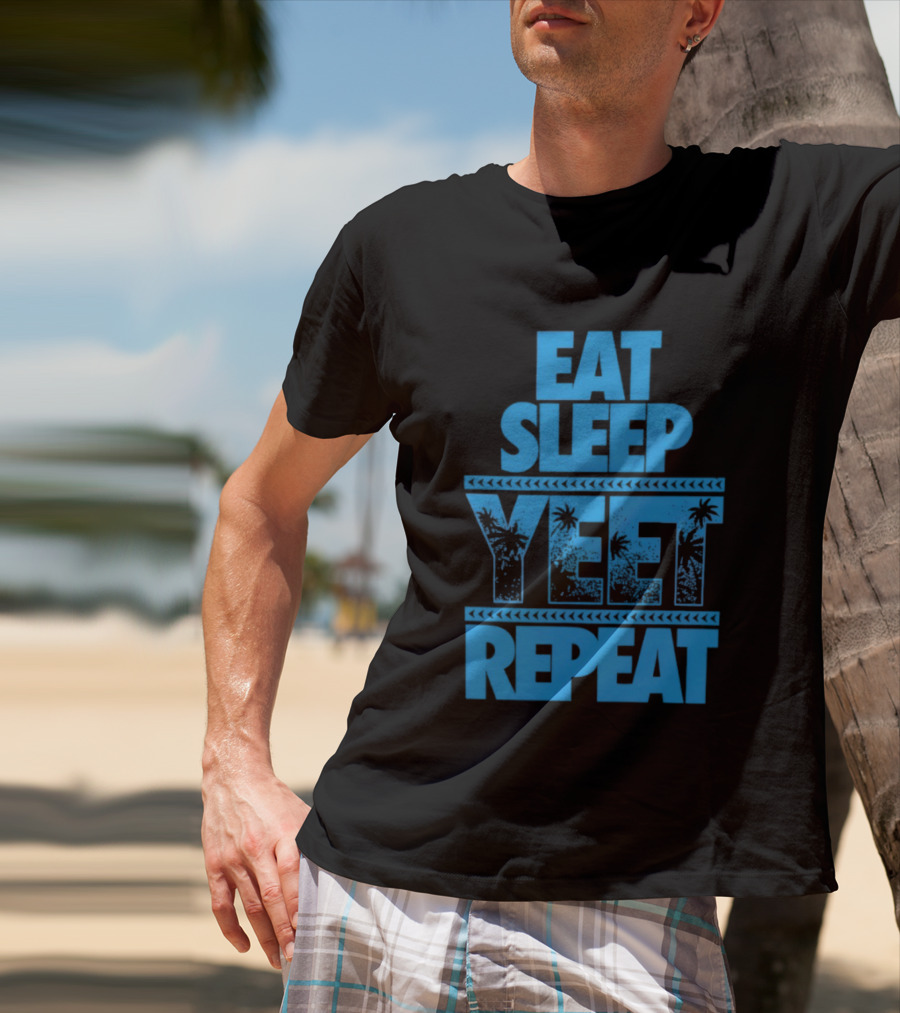 Eat Sleep Yeet Repeat WWE Jey Uso Blue Tropical T-Shirt