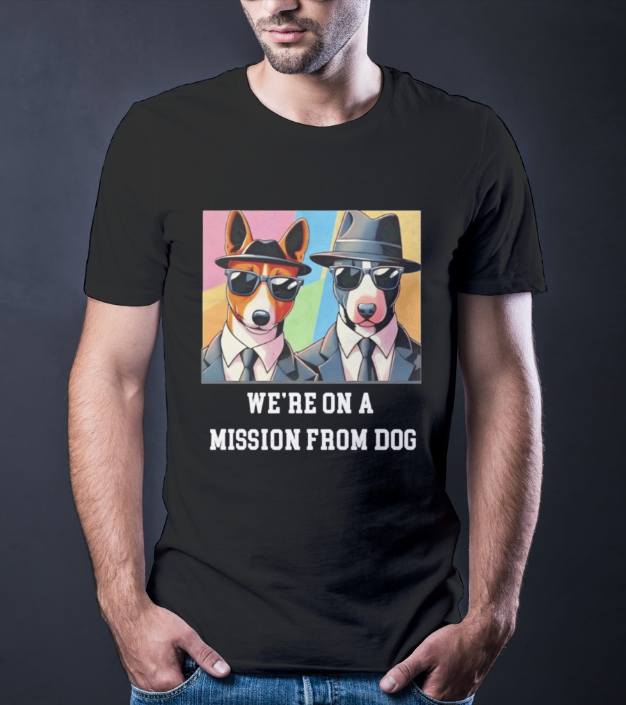 Basenji Dog Black Suit Mission From Dog Sunglasses And Hats T-Shirt