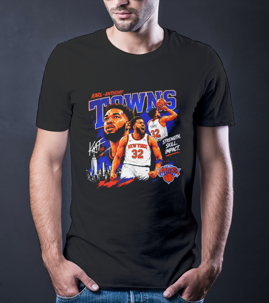 Karl Anthony Towns New York Knicks Strength Skill Impact 32 T-Shirt
