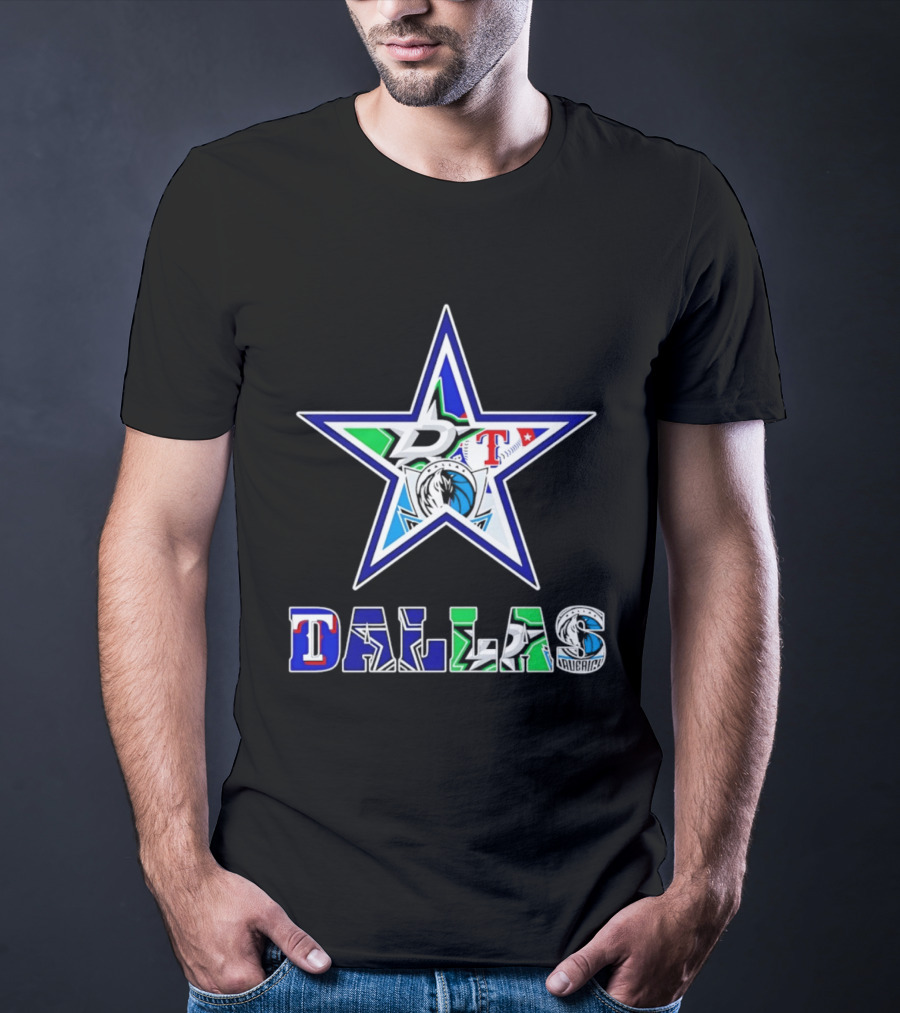 Dallas Cowboys Mavericks Stars Rangers Sports Team Star Mashup T-Shirt