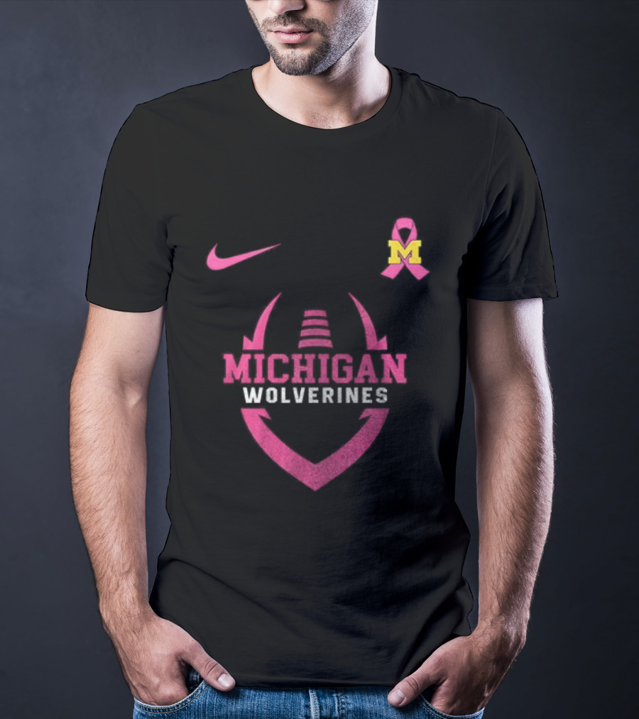 Michigan Wolverines Pink Out Real Fans Wear Pink Nike M T-Shirt