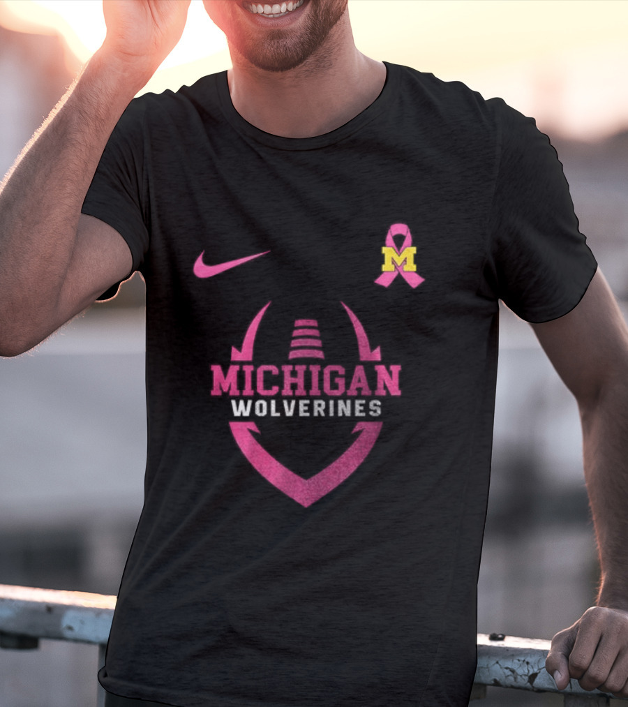 Michigan Wolverines Pink Out Real Fans Wear Pink Nike M T-Shirt