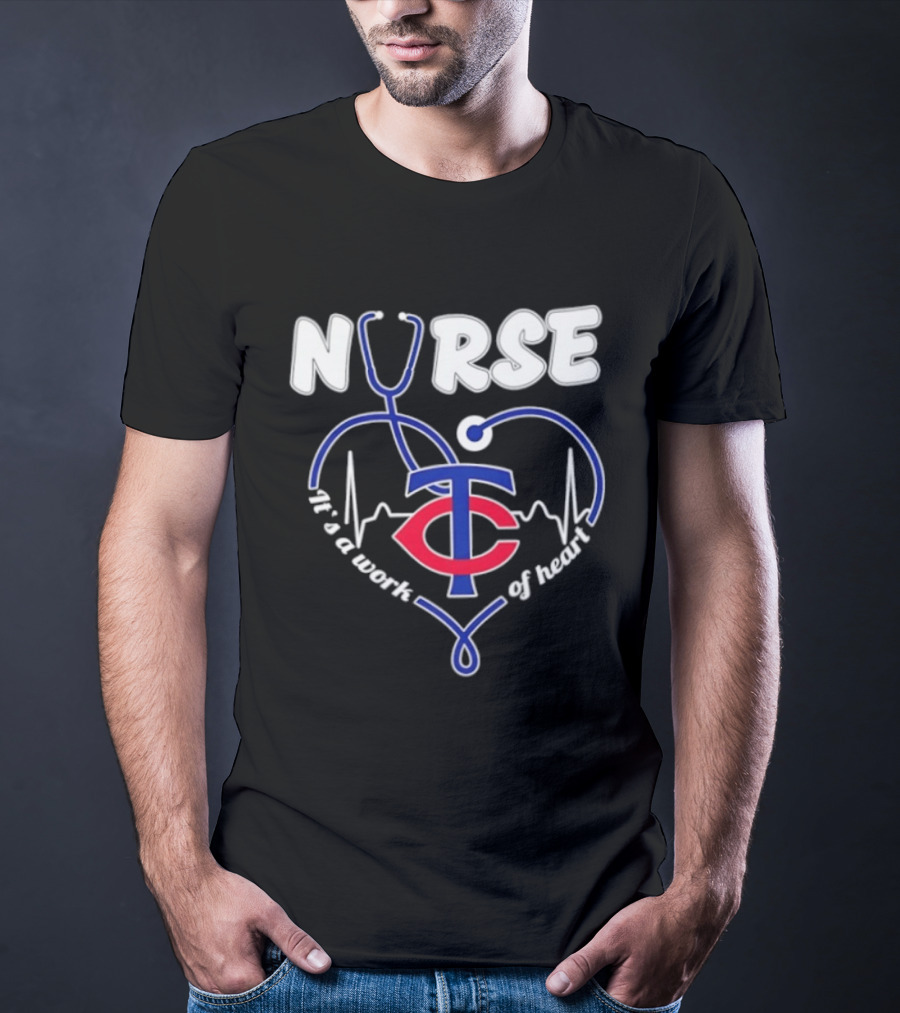 Minnesota Twins Stethoscope Nurse It's A Work Of Heart T-Shirt