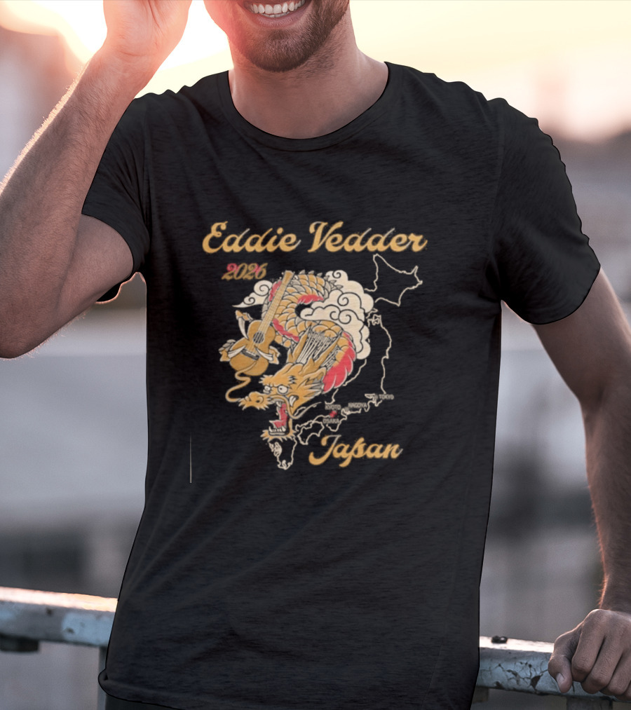 Eddie Vedder 2026 Japan Dragon Guitar Map T-Shirt