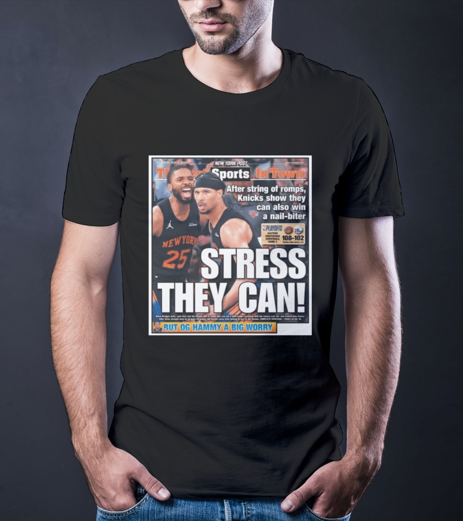 New York Post Sports Knicks Win Nail Biter Stress They Can Playoffs Victory T-Shirt