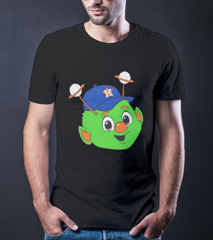 Houston Astros Orbit Character Face With Baseball Antennae T-Shirt