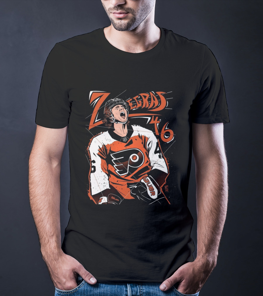 Zegras 46 Philadelphia Flyers Hockey Bauer Sports T-Shirt