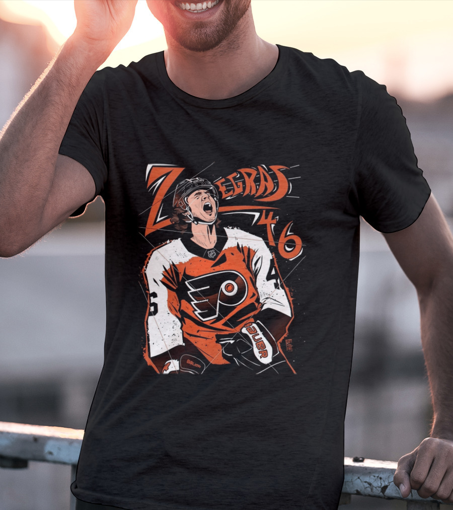 Zegras 46 Philadelphia Flyers Hockey Bauer Sports T-Shirt