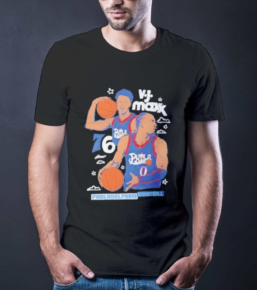 Vj Maxx Philadelphia 76ers Basketball Cartoon Nba 2026 T-Shirt