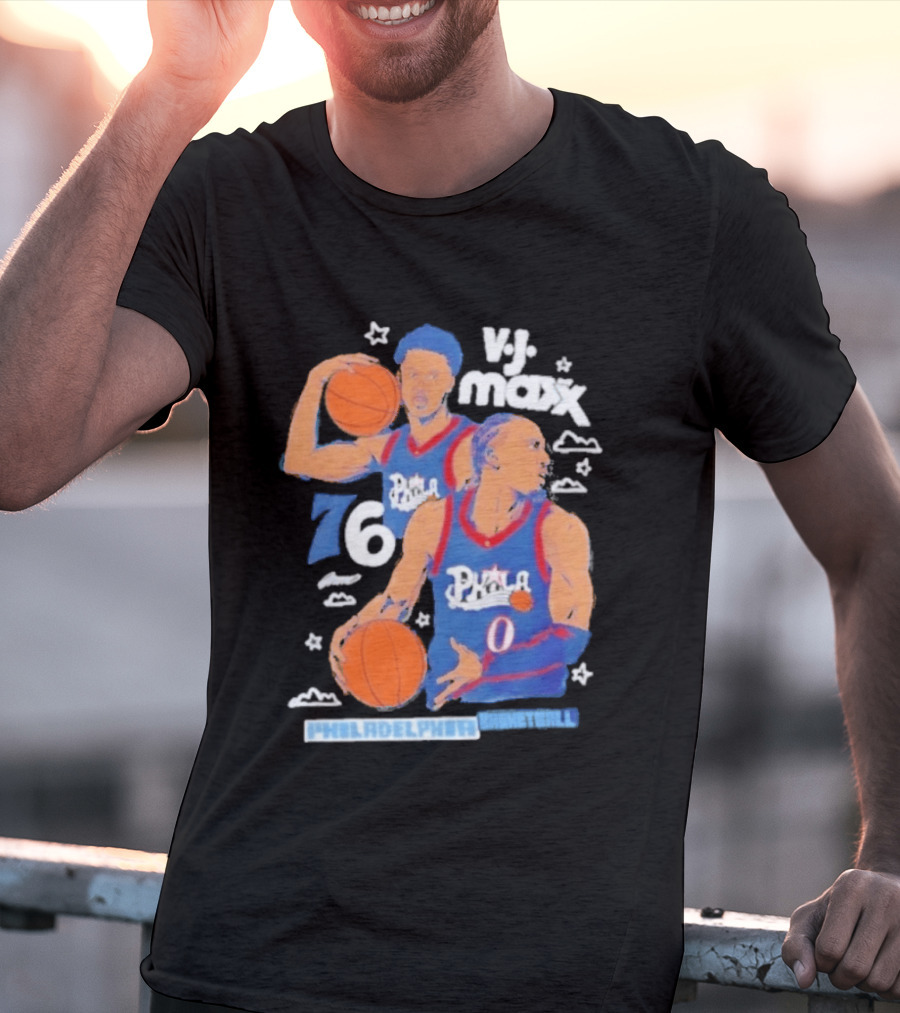 Vj Maxx Philadelphia 76ers Basketball Cartoon Nba 2026 T-Shirt