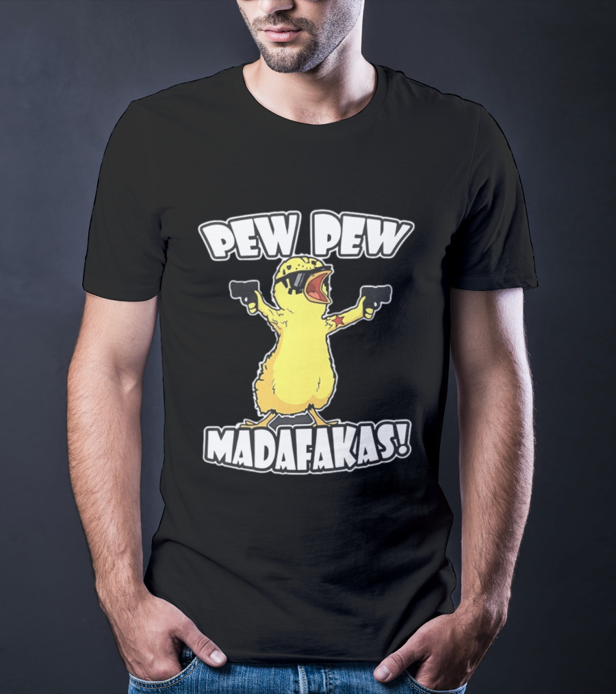 Pew Pew Madafakas Yellow Duck With Pistols T-Shirt