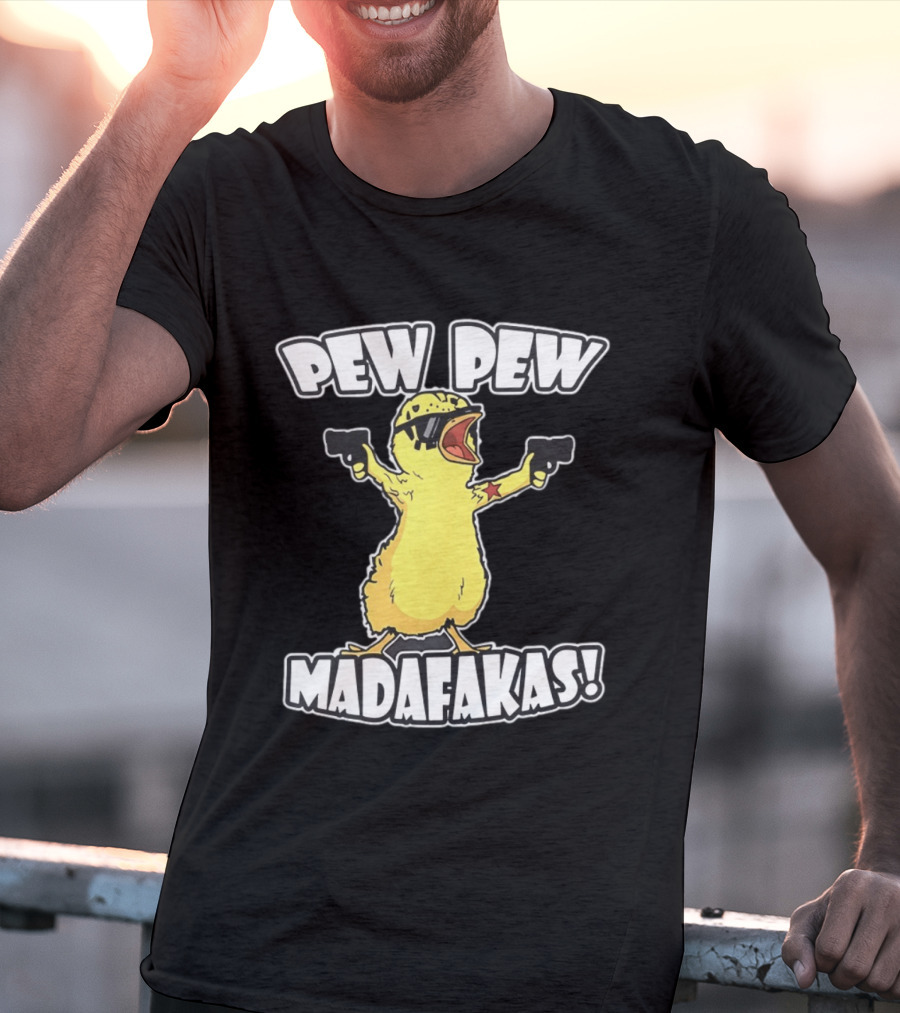Pew Pew Madafakas Yellow Duck With Pistols T-Shirt