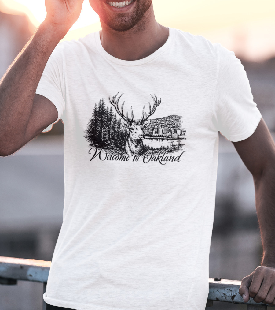 Welcome To Oakland Deer And Forest Scene T-Shirt