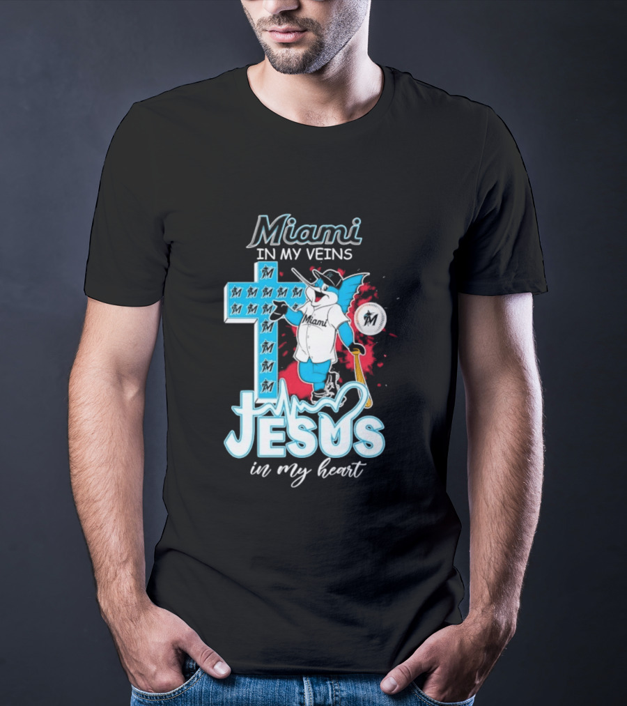 Miami Marlins Billy The Marlin Jesus In My Heart T-Shirt