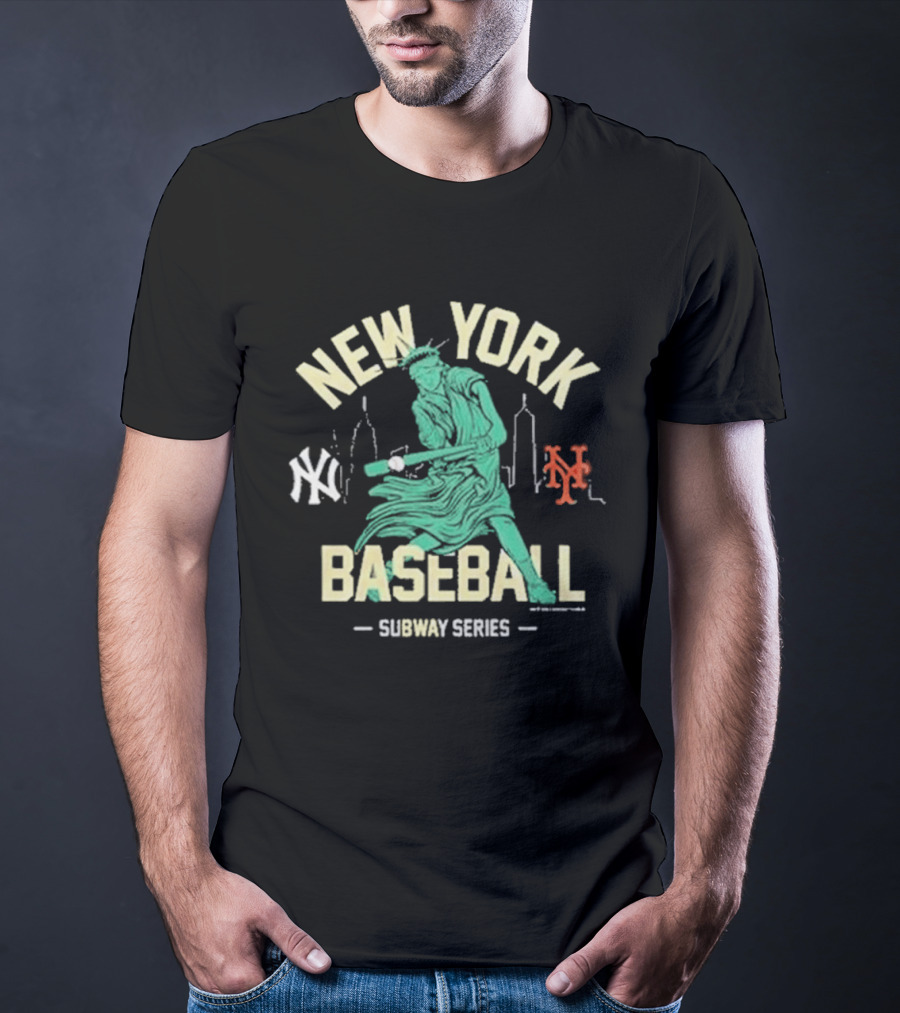 New York Baseball 2026 Subway Series Yankees Mets Statue Liberty T-Shirt