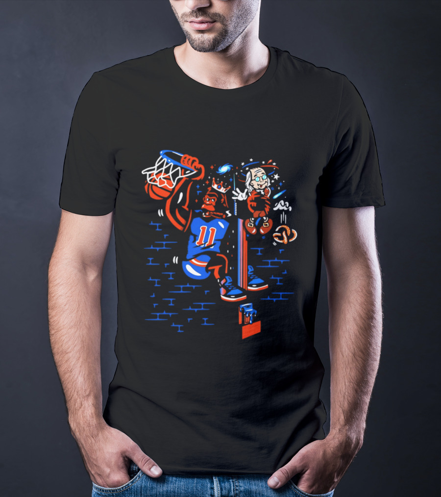 New York Knicks Basketball Number 11 Dunking Action T-Shirt