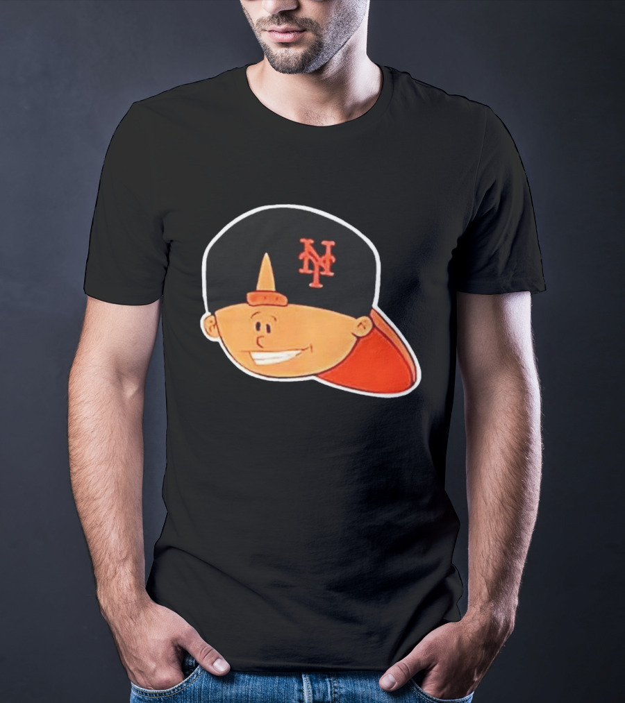 New York Mets Cartoon Kid Smiling Team Hat T-Shirt