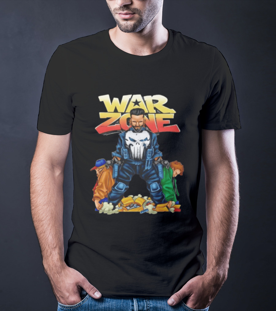 War Zone Original Cartoon Character With Two Enemies T-Shirt
