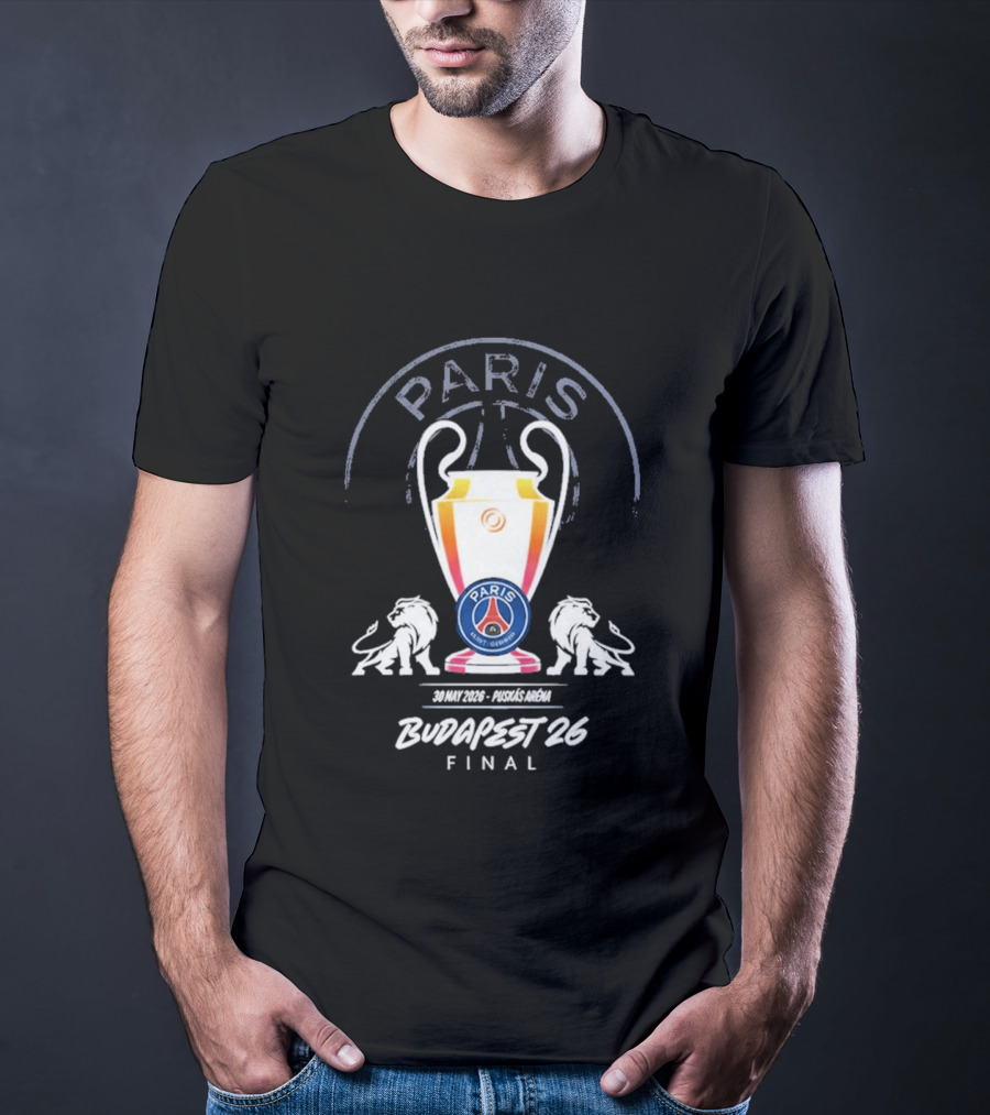 PSG Paris Saint Germain Budapest 2026 UCL Final Trophy T-Shirt