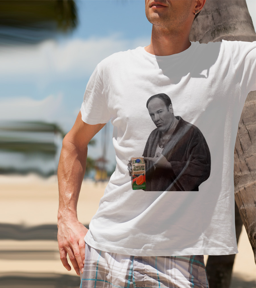 The Sopranos Tony Soprano Holding Tropicana Pure Premium Orange Juice T-Shirt