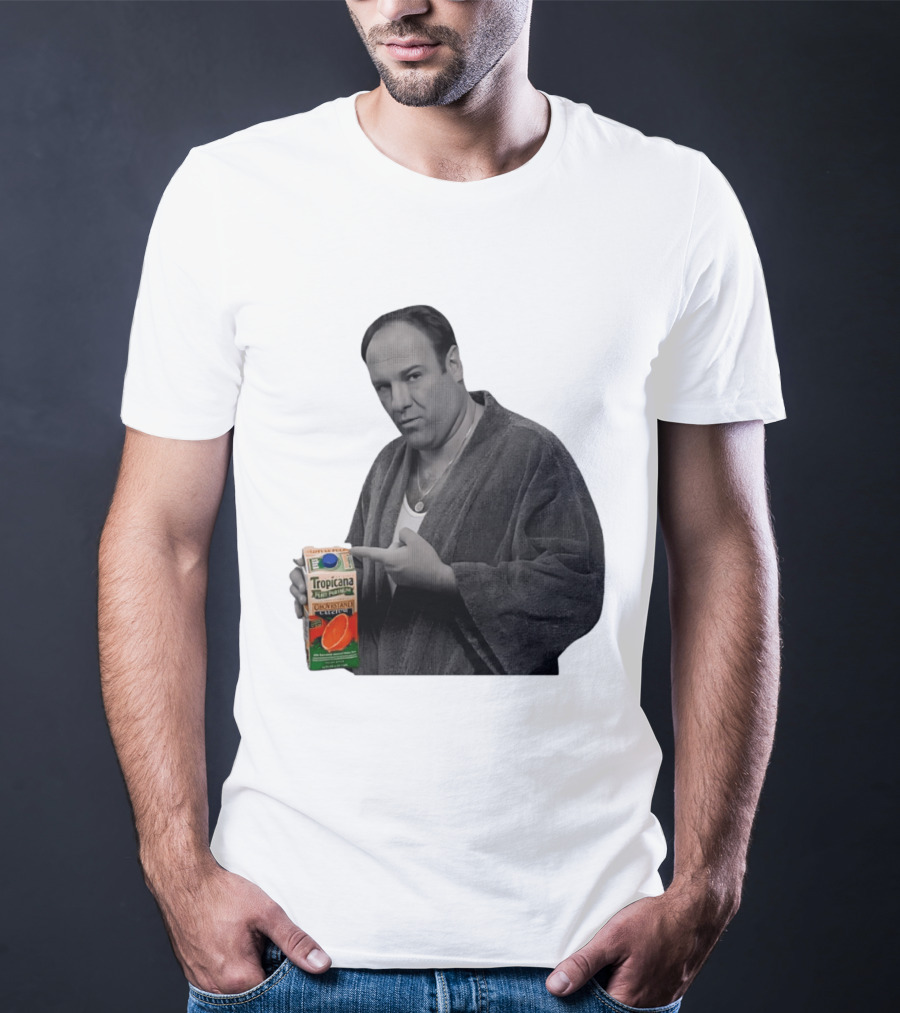 The Sopranos Tony Soprano Holding Tropicana Pure Premium Orange Juice T-Shirt