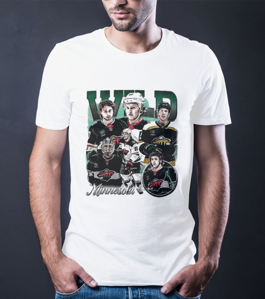 Minnesota Wild Ice Hockey Players Bootleg Comfort T-Shirt
