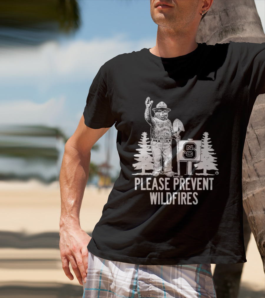 Smokey Bear NC State Collaboration Please Prevent Wildfires T-Shirt