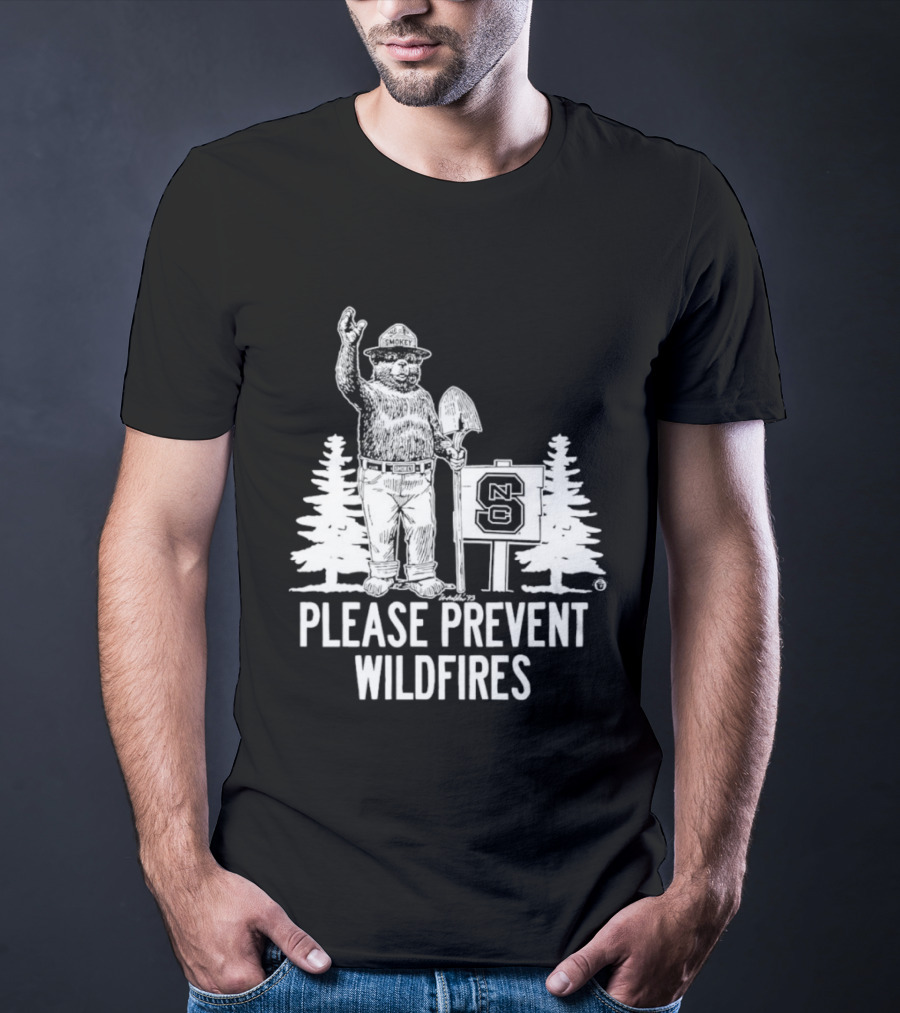 Smokey Bear NC State Collaboration Please Prevent Wildfires T-Shirt