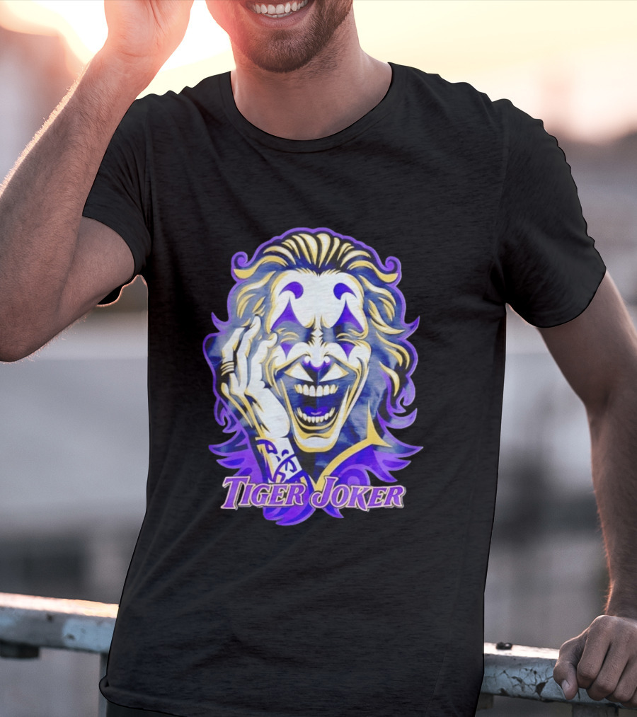 Tiger Joker Mischievous Grin Purple Aura T-Shirt