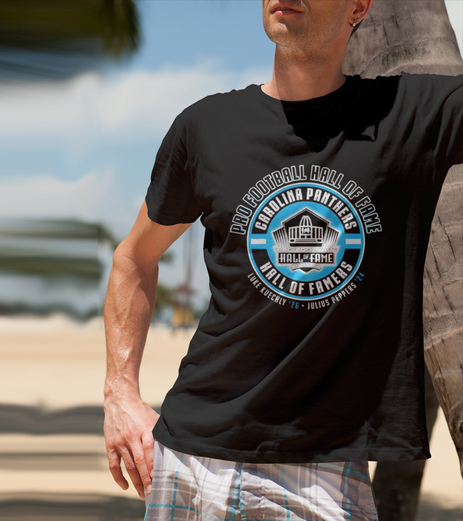 Carolina Panthers Pro Football Hall Of Fame Luke Kuechly 2026 Julius Peppers 2024 T-Shirt