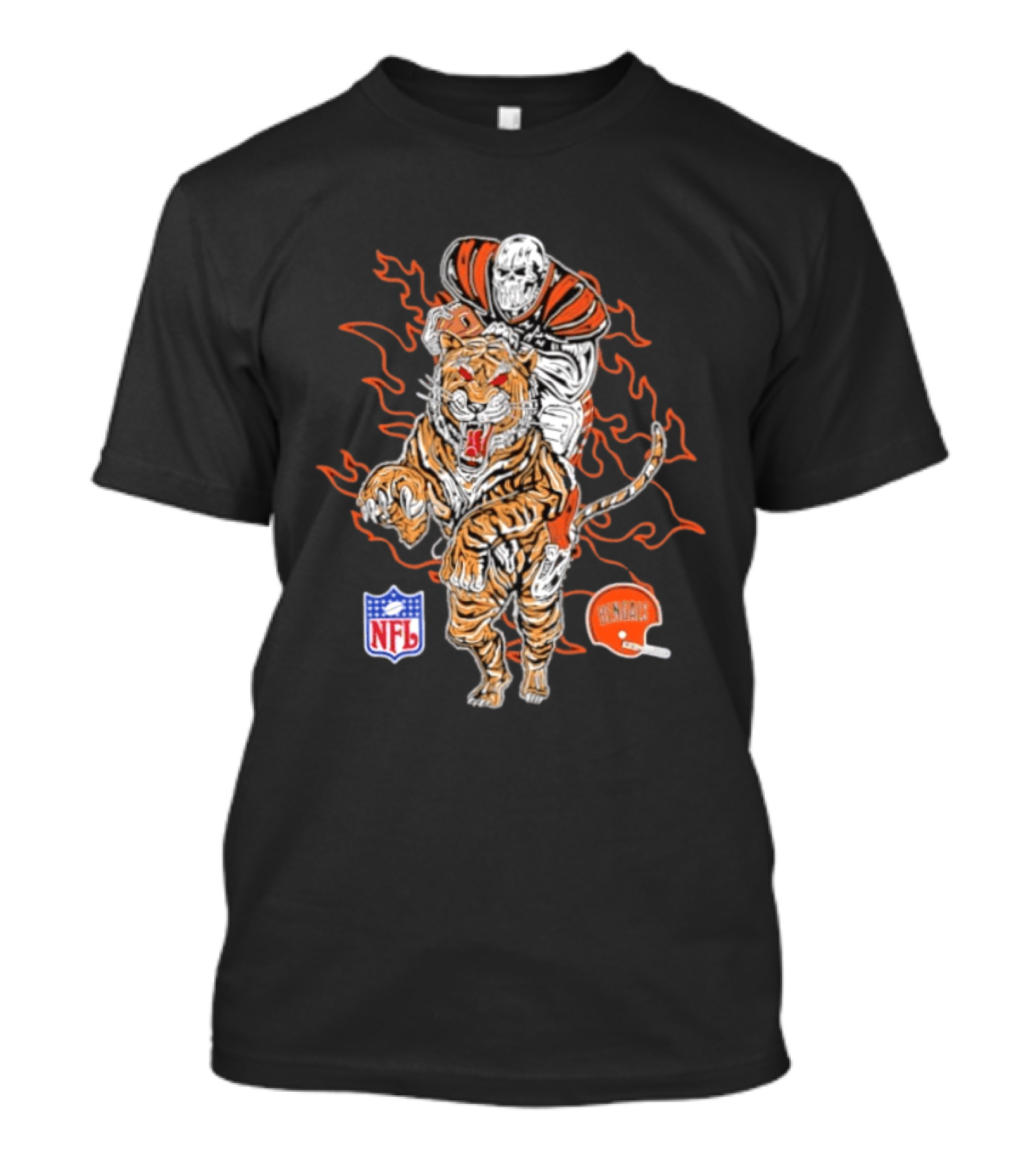 Cincinnati Bengals NFL Tiger Skeleton Rider Warren Lotas Collaboration T-Shirt