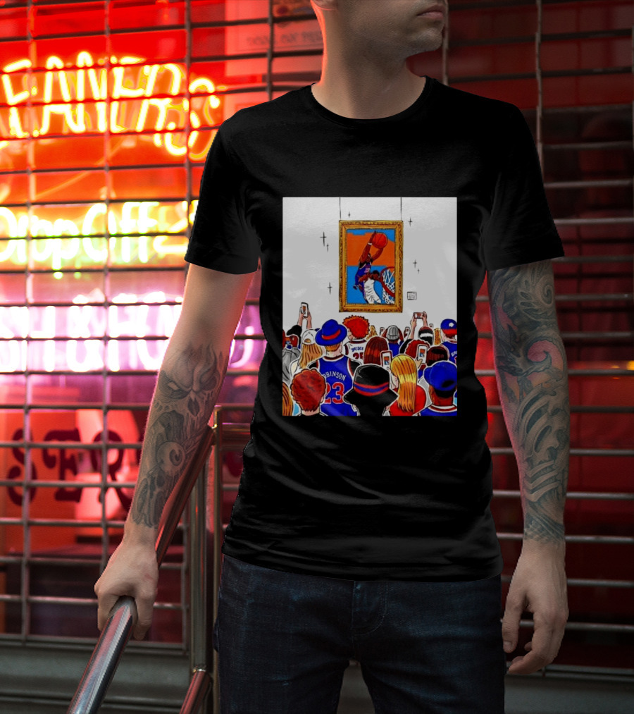 Mitchell Robinson New York Knicks Dunk Over Joel Embiid Crowd T-Shirt