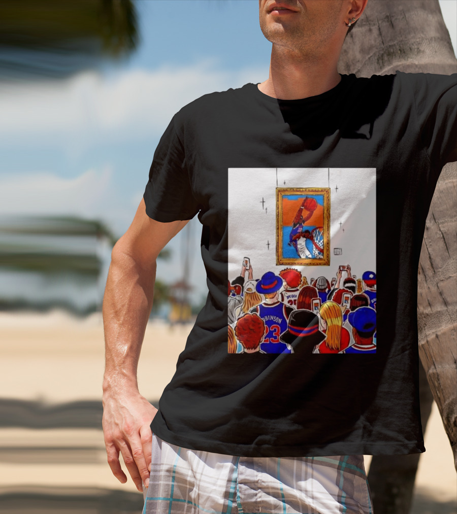 Mitchell Robinson New York Knicks Dunk Over Joel Embiid Crowd T-Shirt