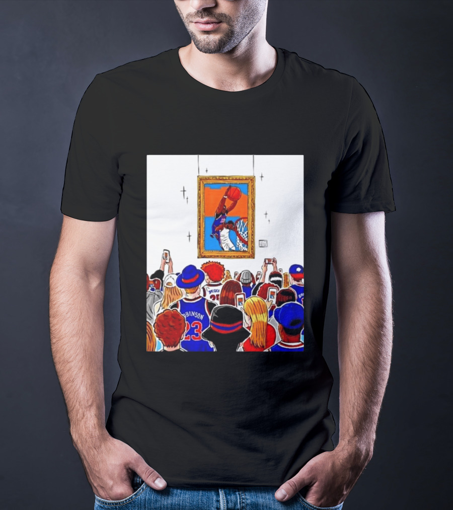 Mitchell Robinson New York Knicks Dunk Over Joel Embiid Crowd T-Shirt
